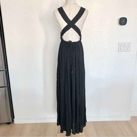 FREE PEOPLE Black Greek Goddess Strong Statement Thigh Slits Maxi Dress - Picture 8 of 15